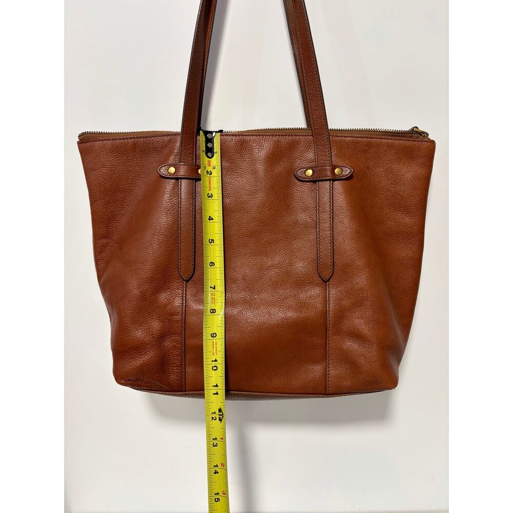 Fossil Felicity Leather Tote Bag Cognac Brown Shoulder Bag - Picture 12 of 13